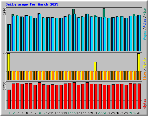 Daily usage for March 2025